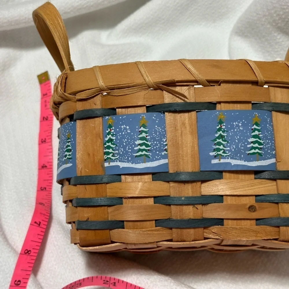 Woven holiday basket with snowy tree design. New with tags!
